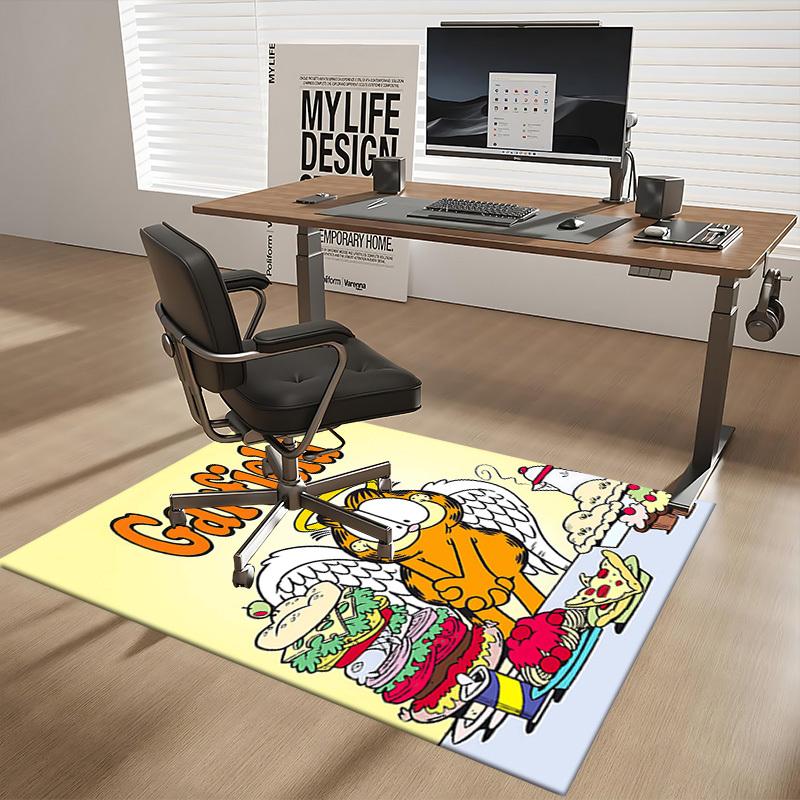 1 buc. Covoraș pentru Scaun de Birou Garfield cu Aripi de Înger - Design Anime Cartoon, Covor Antiderapant pentru Decor Acasă, Cadou Sezonier, Potrivit pentru Birou, Sufragerie, Dormitor