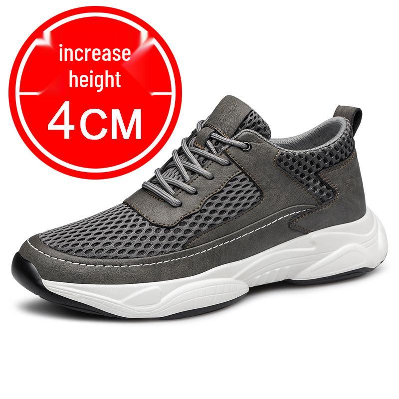 Men s 8cm Height-Increasing Breathable Flyknit Mesh Sneakers