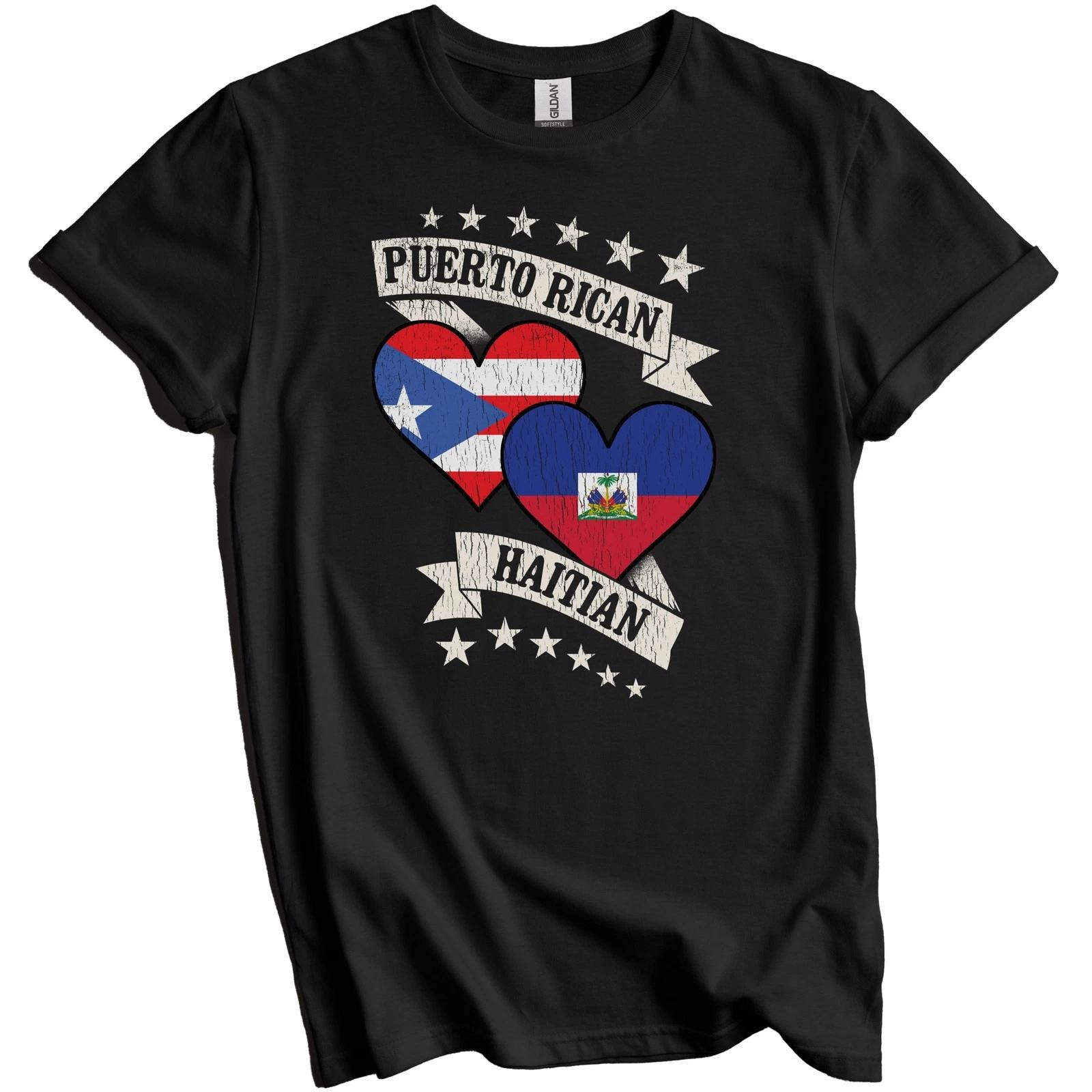 Puerto Rican Haitian Heart Flags Puerto Rico Haiti T-Shirt 3XL