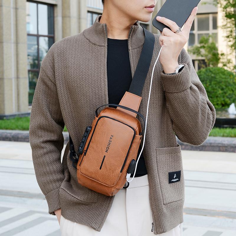 Men's Chest Bag Large Capacity Crossbody Bag Multi-functional Handbag