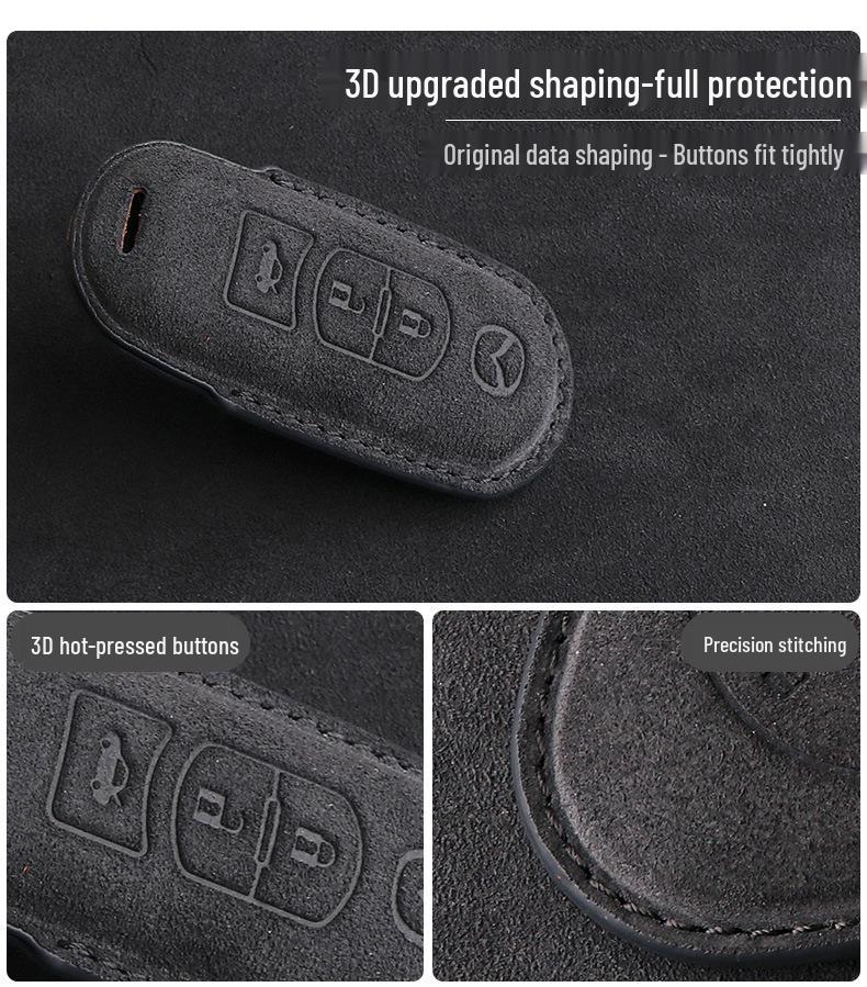 Premium Suede Buckle Key Case for Mazda CX-4, CX-5, Axela, Atenza, and Old Mazda 6