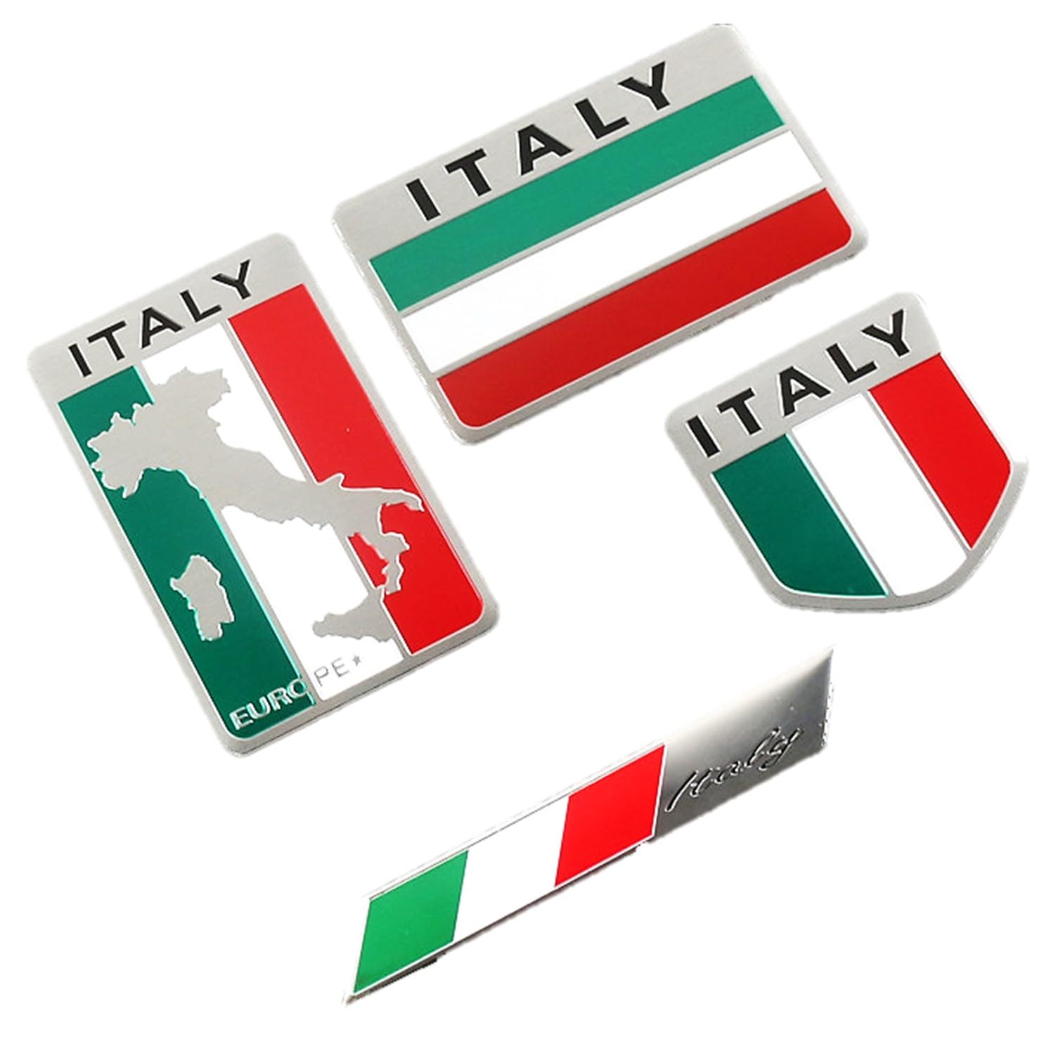 EXDUCT Алюминиевая Пластина Итальянский Герб Декоративная Наклейка Флаг Декор Автомобиля Наклейка-Герб Алюминиевая Наклейка Водонепроницаемая Набор из 4 Типов 1