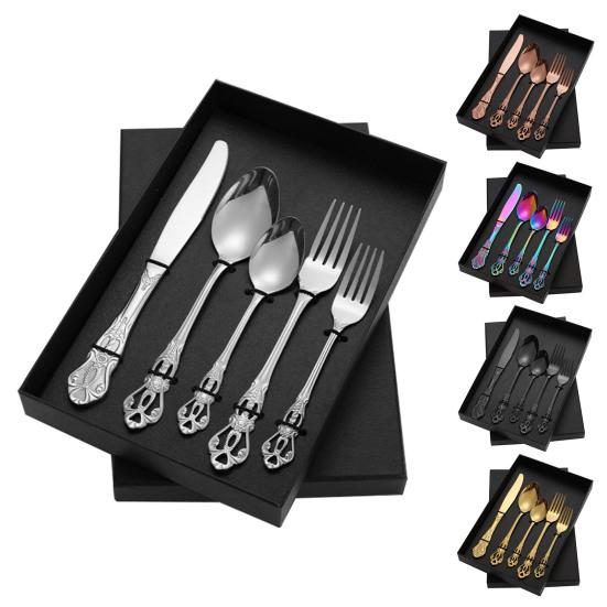 5PCS Tableware Set Stainless Steel Flatware Durable Corrosion Resistant Utensils Elegant Design Cutlery for Dinner Party