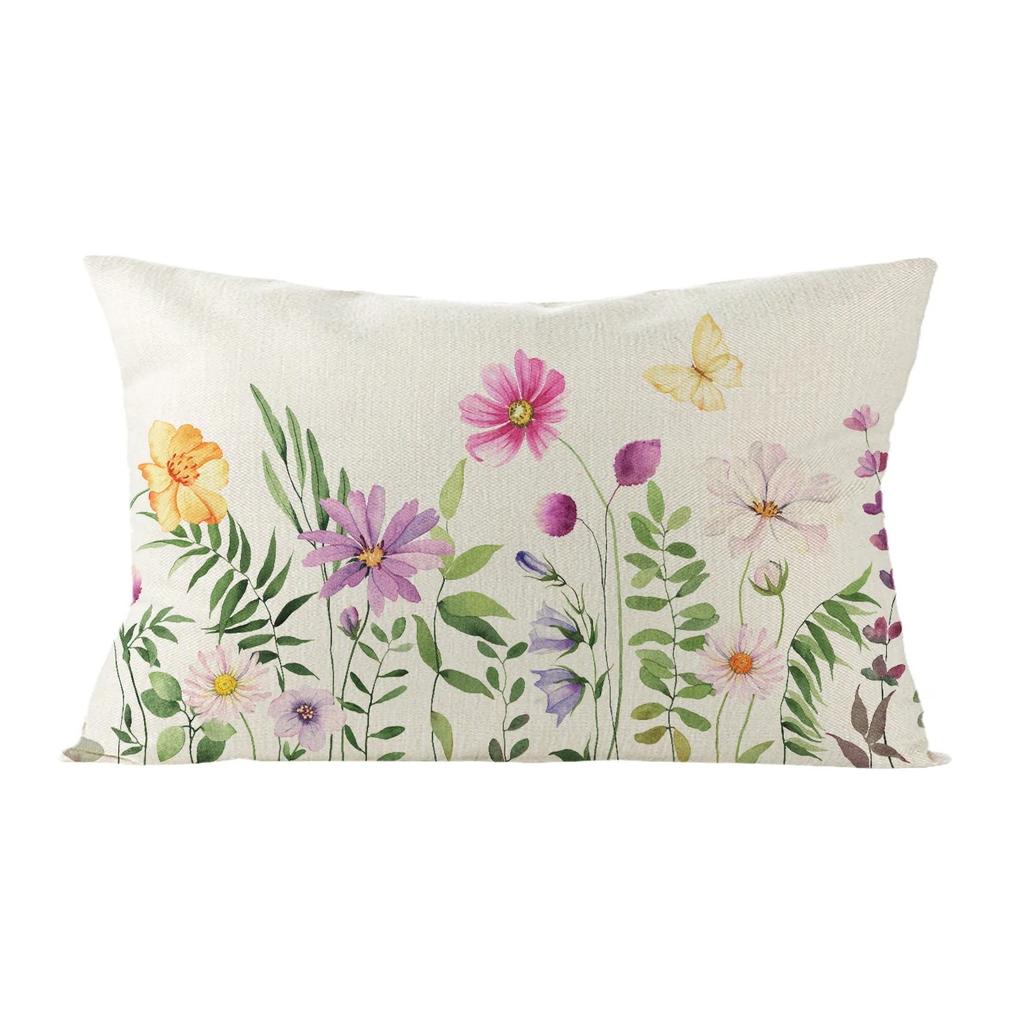 Rectangular Floral Plant Print Cushion Cover Sofa Chair Car Pillow Cover Decorative Sofa