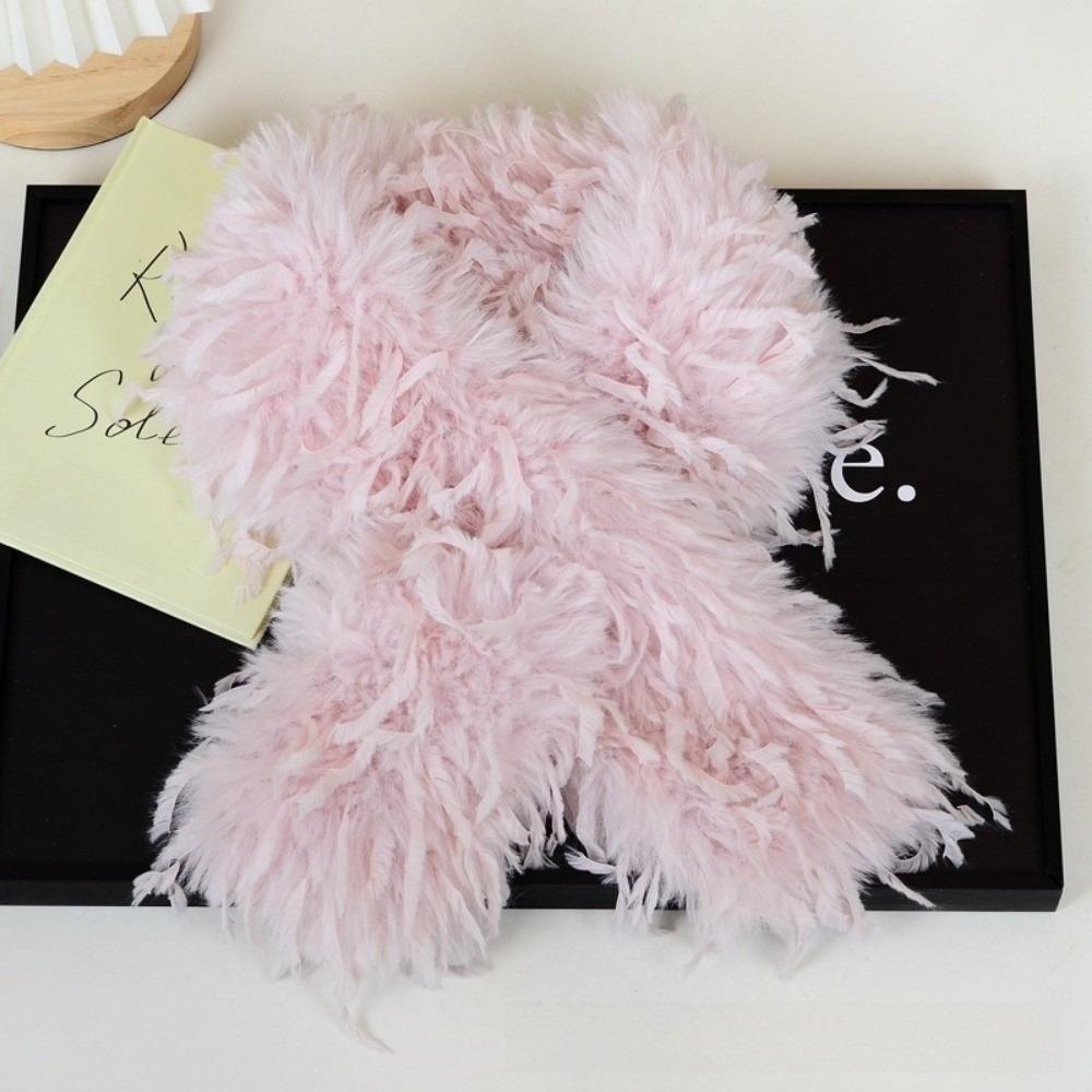 Autumn Winter Soft Plush Fluffy Fur Scarf Thicken Warm Neck Covers Cold Resistant Cross Neckerchief Neck Warmers