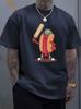 New Unisex Purple Crew Neck Tee Funny Cartoon Hot Dog Character Hold Cricket Bat and Ball Sport Food Hybrid Soft Cotton Male Tops