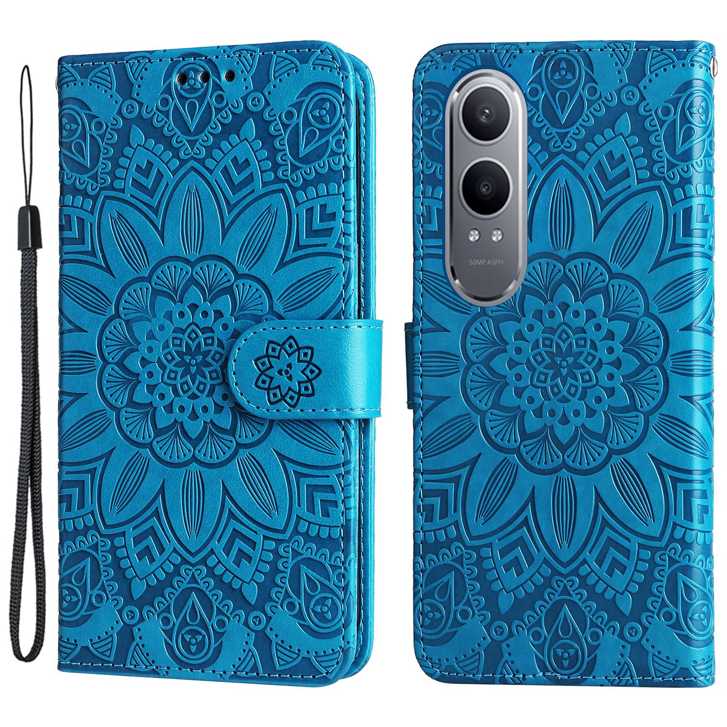

For OnePlus Nord CE4 Lite 5G/Oppo K12x 5G (China) Case Sunflower Pattern Leather Phone Cover Blue