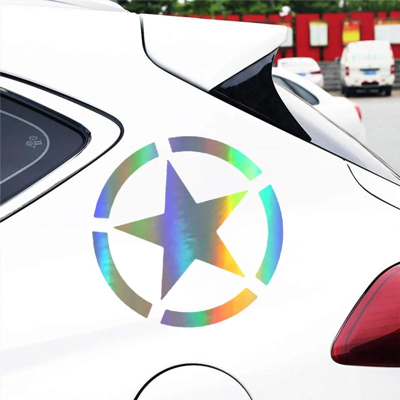 Autocollants de Voiture en Vinyle Réfléchissant Design Étoile à Cinq Branches Militaire Armée pour Vitre Arrière Porte Autocollants Véhicule Style Rétro Style de Voiture