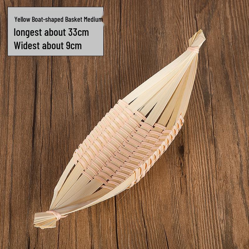 Handmade Bamboo Boat-Shaped Woven Fruit and Snack Storage Basket