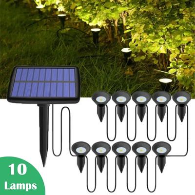10 w 1 Solar LED Spotlight Zewnętrzny Solarny Krajobraz Ścieżka Światło IP65 Wodoodporny Solarny Wpuszczany Światło Do Chodnika Patio Dekoracja