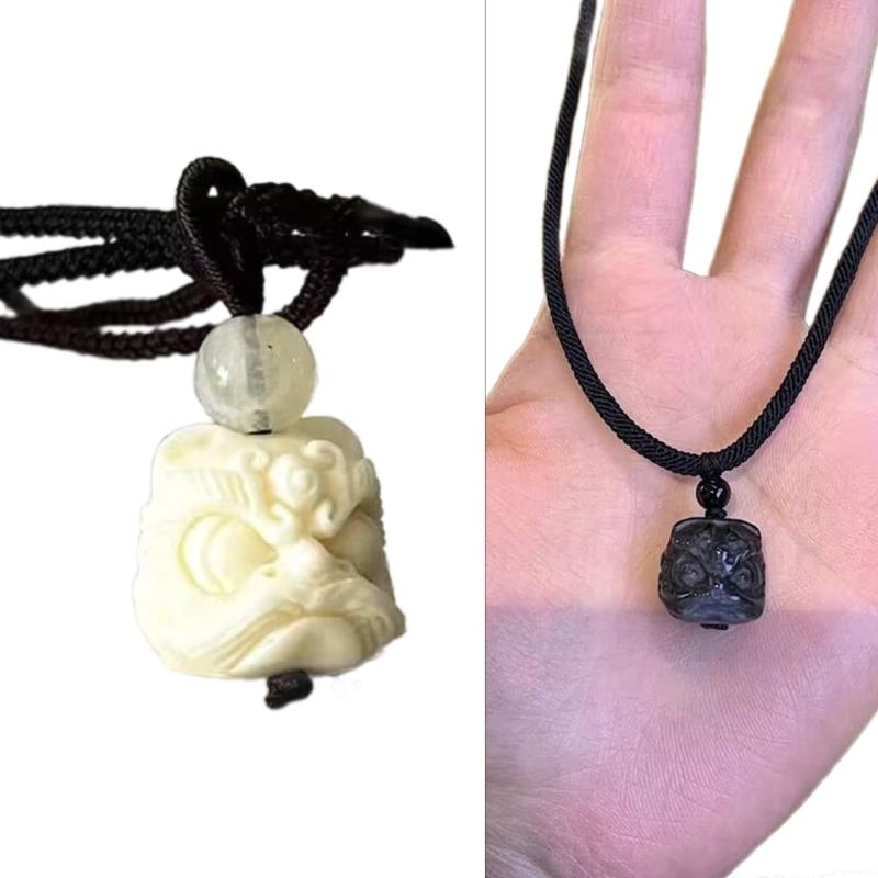 Chinese Style Lion Pendant Necklace Simple Clavicle Chain Vintage Choker Necklace Fashion Jewelry Gift for Women Men