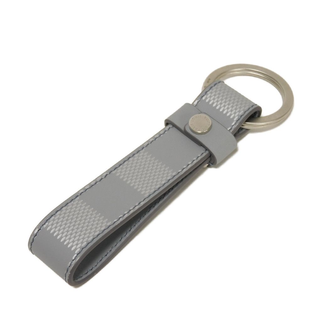 Used 12564 Porte-Clés Dragonne M64182 7950 LV logo embossed bag charm in excellent condition Damier Infini Arctic