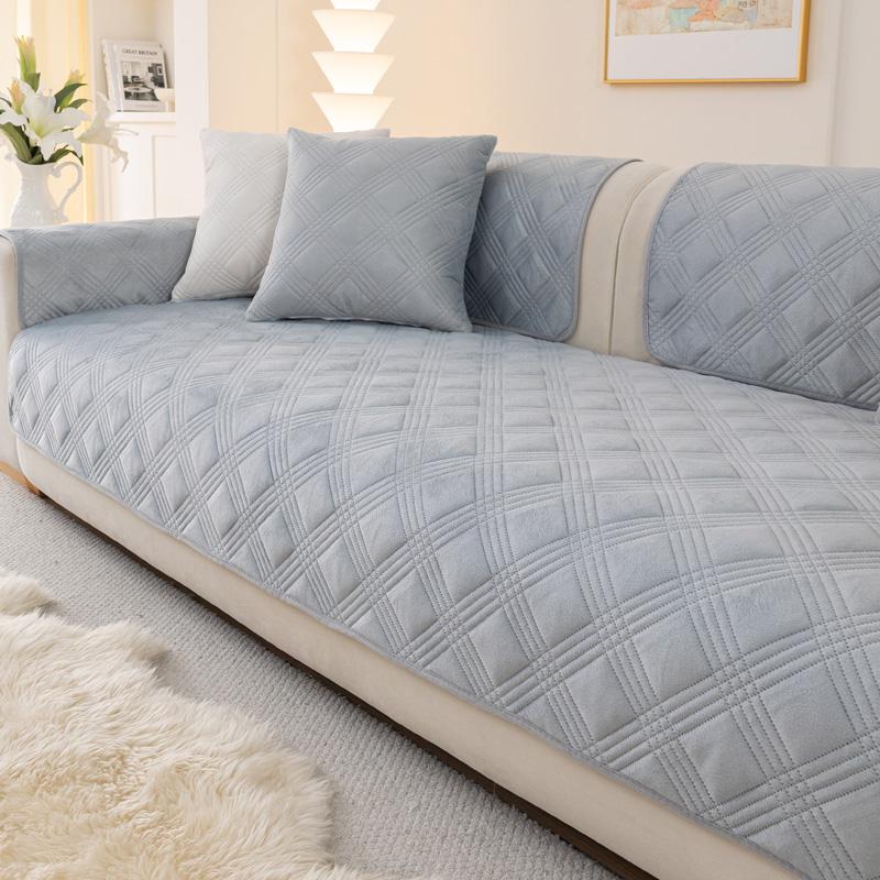 Geometry Pattern Thicken Sofa Cover Four Seasons Universal Soft Velvet Sofa Cushion Non-slip Couch Towel Mat for Living Room