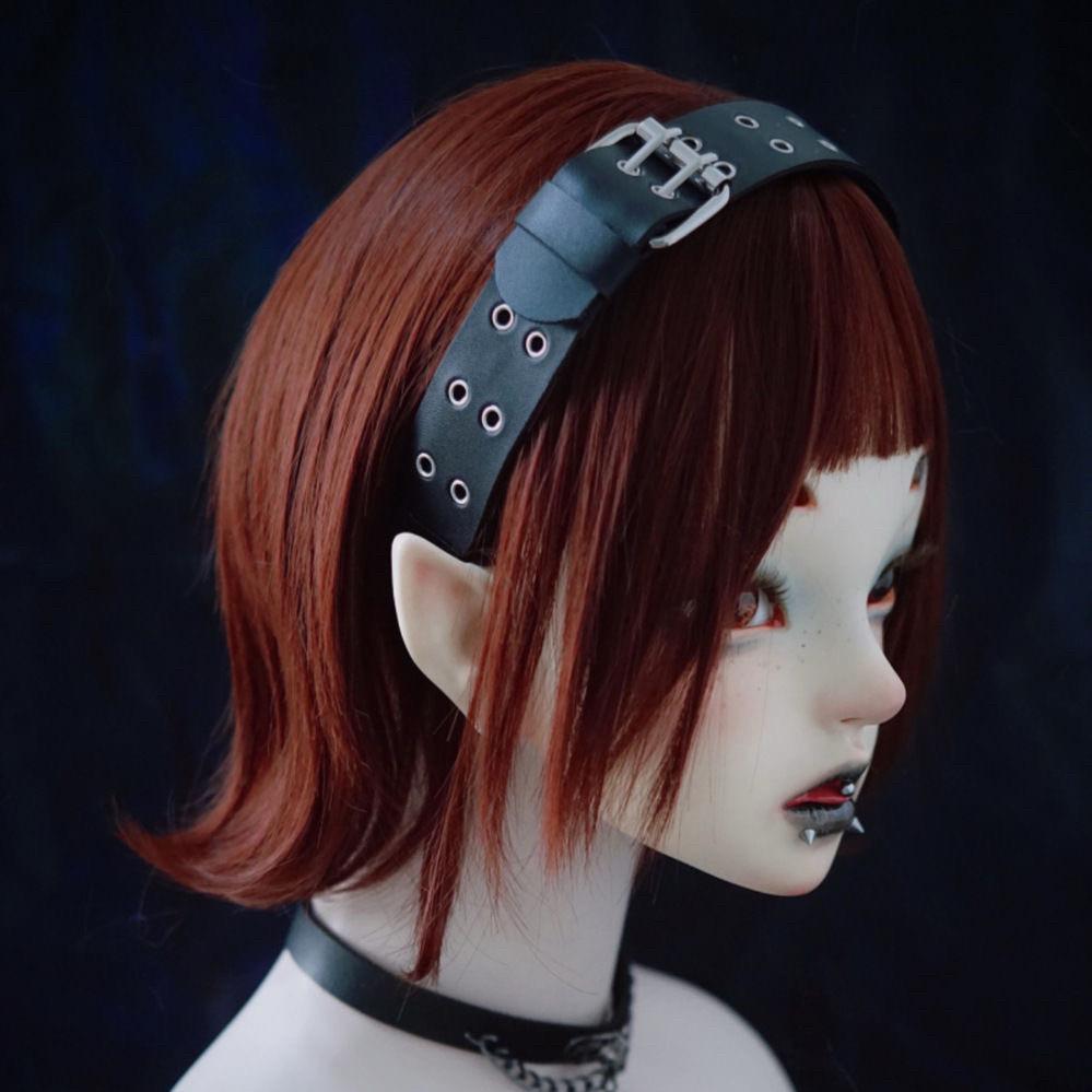 Punk Rivet Headband Dark Subculture Double-breasted Hair Accessories Goth Headdress Spice Girl Headband Accessories for Women