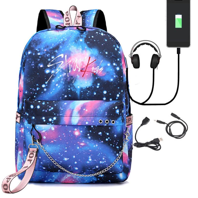 

Рюкзак StrayKids Периферійний Рюкзак з Ланцюжком Рюкзак для Відпочинку з USB-підзарядкою Дорожній Рюкзак