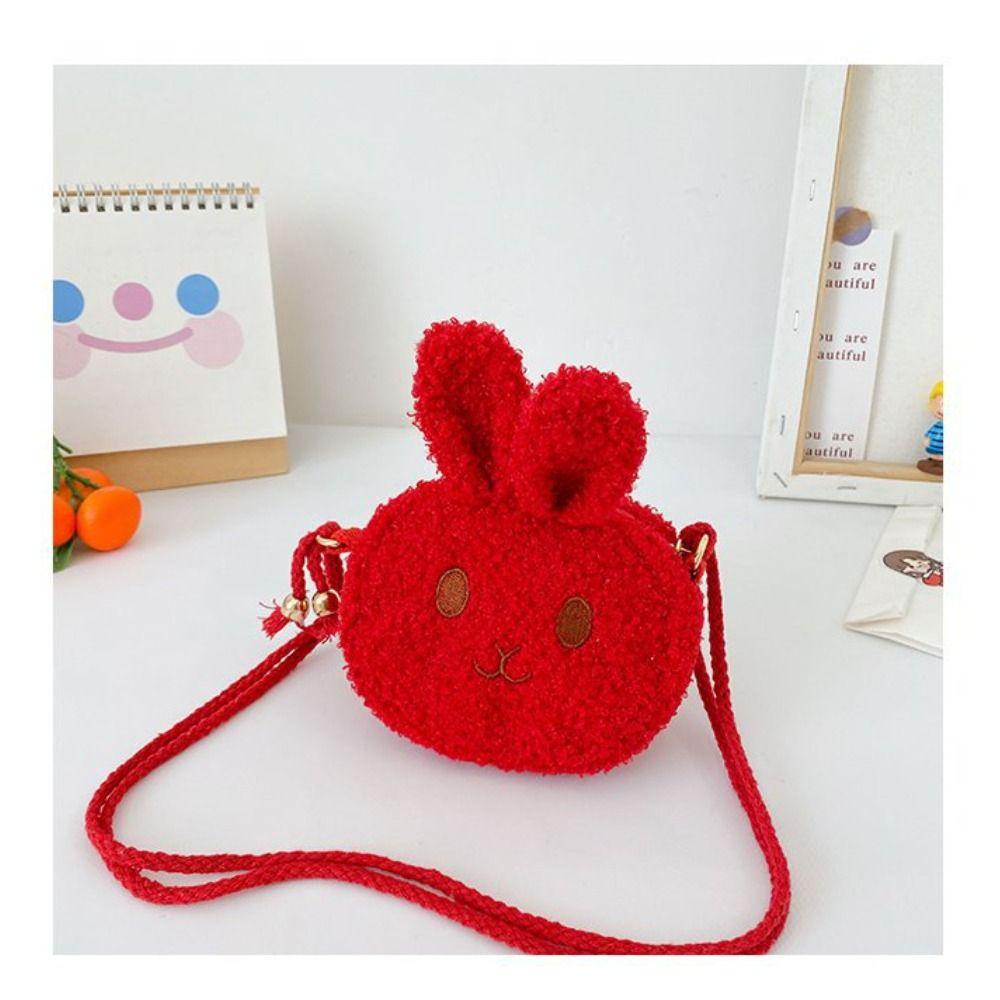 Kids Purses New Year Gift Plush Handbag Rabbit Shoulder Bag Messenger Bag Crossbody Bag Coins Bag