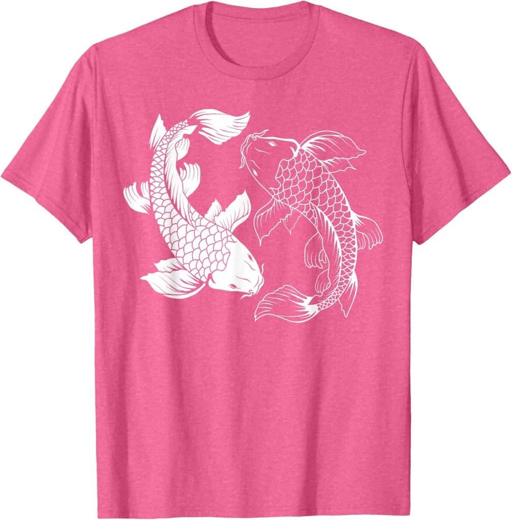Yinyang Japanese Koi Tshirt Interesting Pattern Print Fashion Casual Short Sleeve Round Neck Breathable Neutral Gift Clothing
