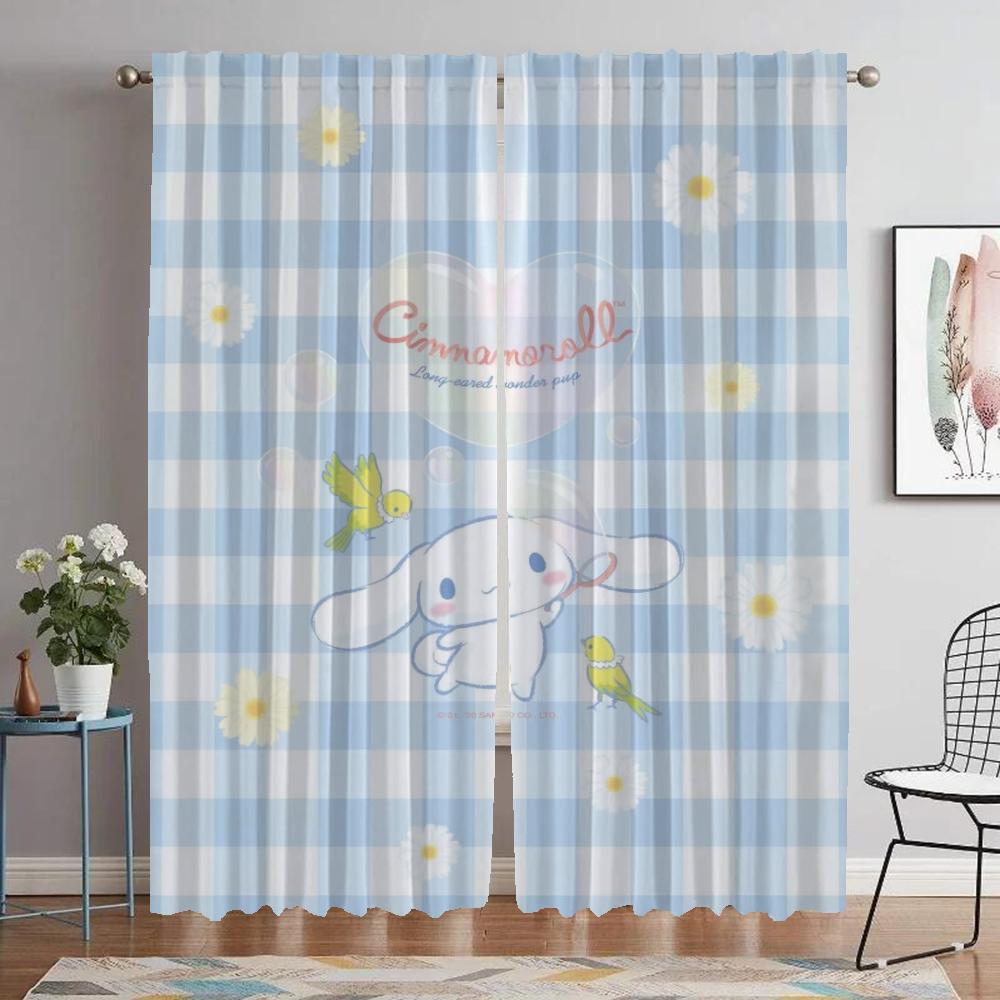 Modern Living Room Curtains 2 Pieces Cinnamorolles Halloween Decoration Shades Window Curtain for Room 2 Panel Partition Kitchen