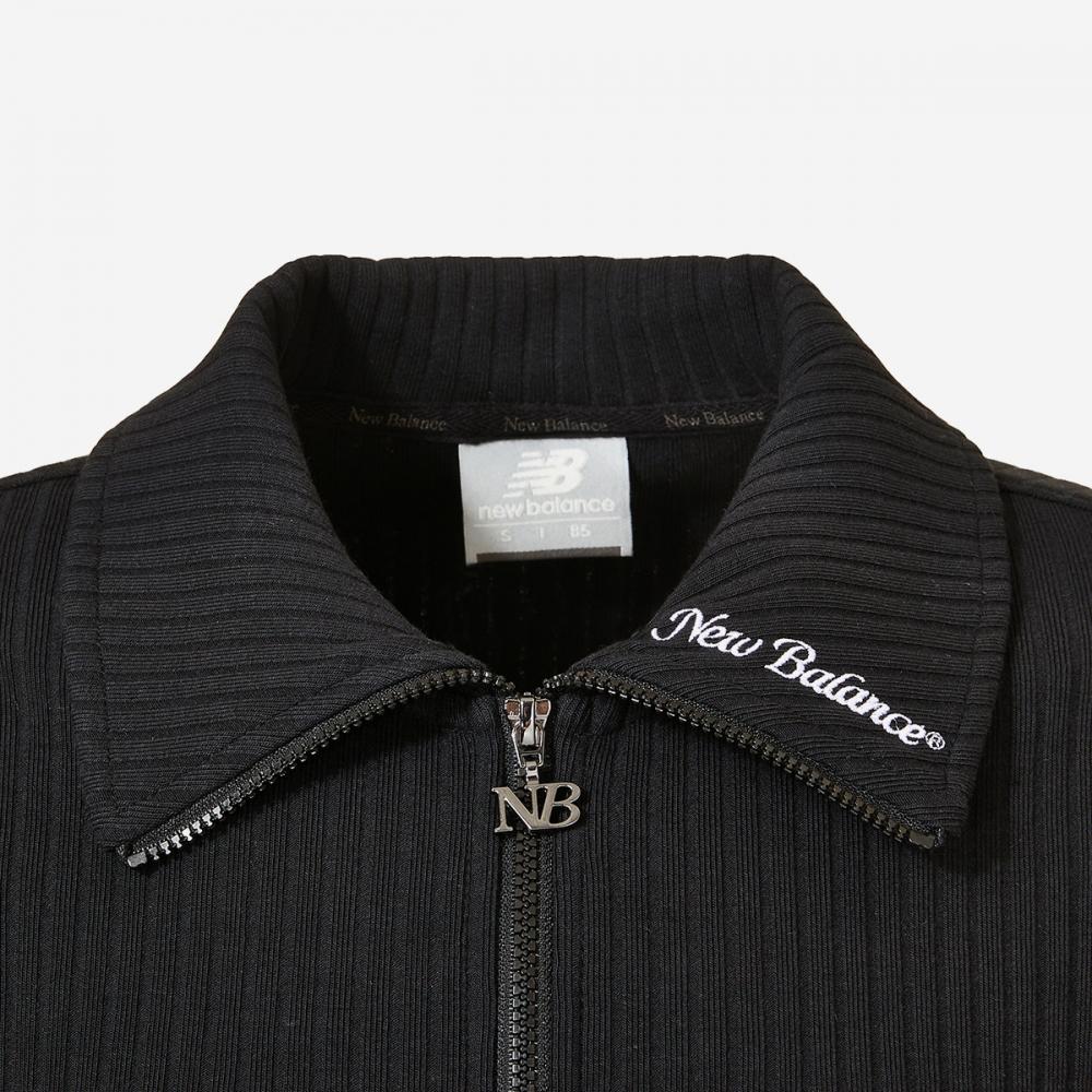 New Balance Women S Soft Ribbed Collar Two Way Zip Up Slim Fit Nbmdebw812 19 Black
