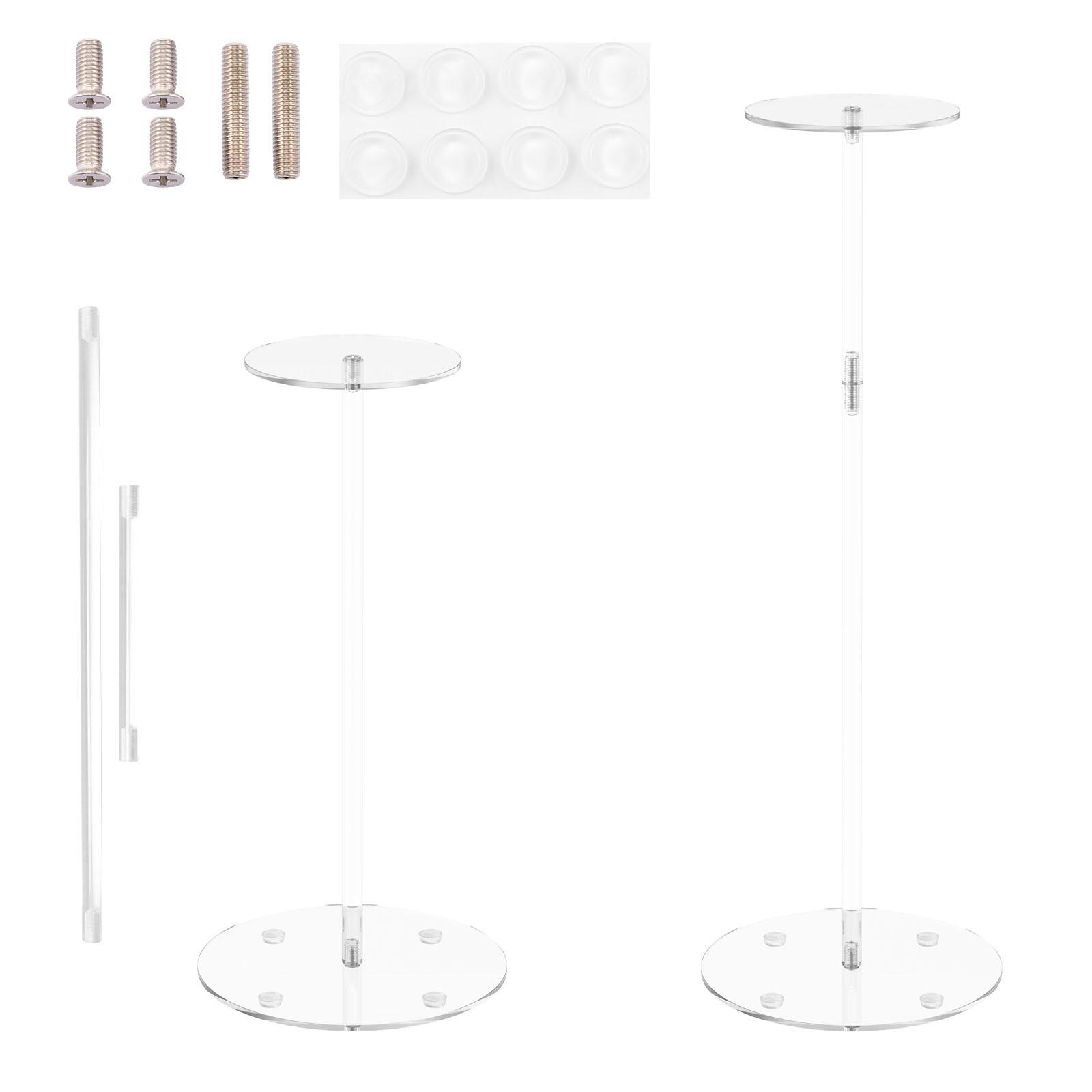

2Pcs Adjustable Acrylic Hat Stand Wig Display Rack Round Clear Multi-purpose Storage Shelf for Jewelry Watch Display Riser