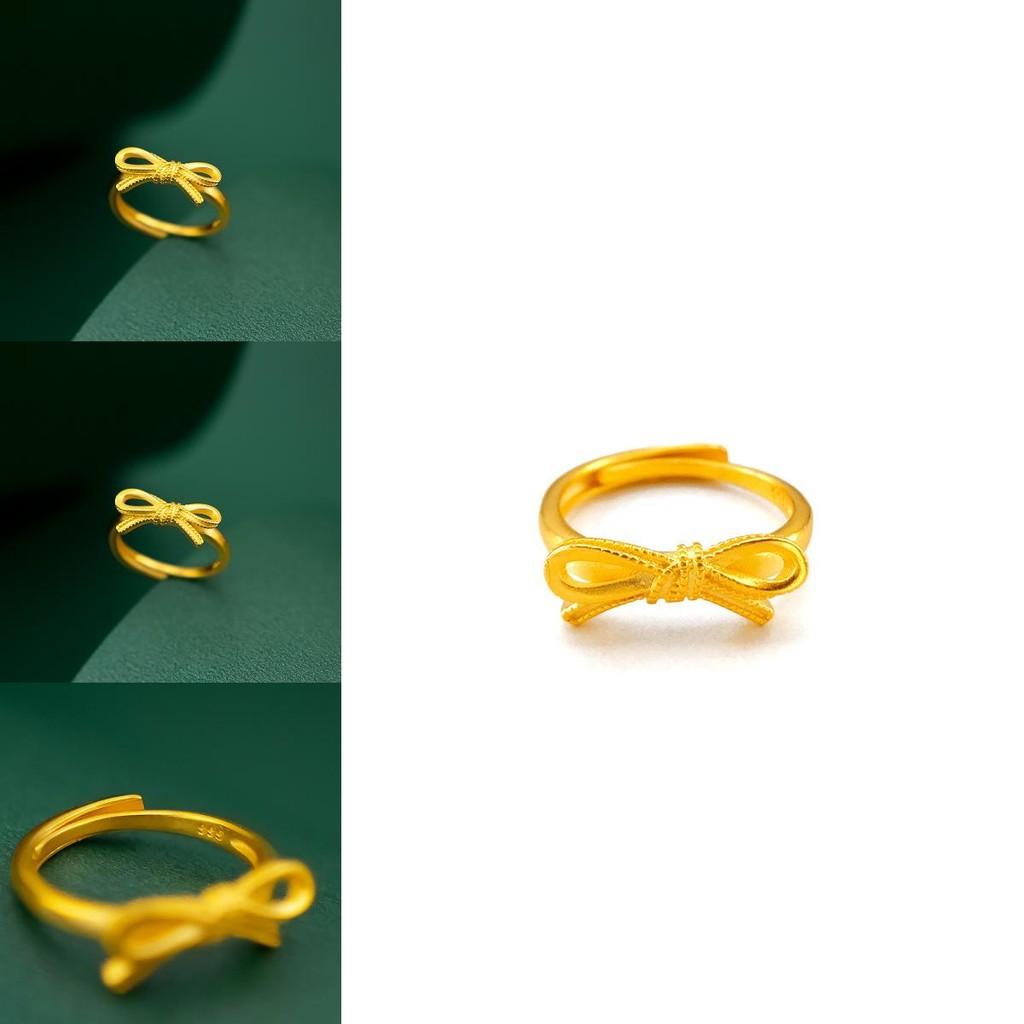 Stunning Gold Plated Bow Ring For Women Sweet Charming Hand Jewelry Gift