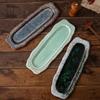 Retro Japanese-style Irregular Ceramic Long Plate Glazed Edge Sushi Snack Serving Platter Restaurant Household Ceramic Tableware