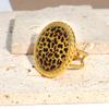 Stainless Steel Leopard Print Open Finger Geometric Ring - Autumn/Winter Retro High-End Jewelry
