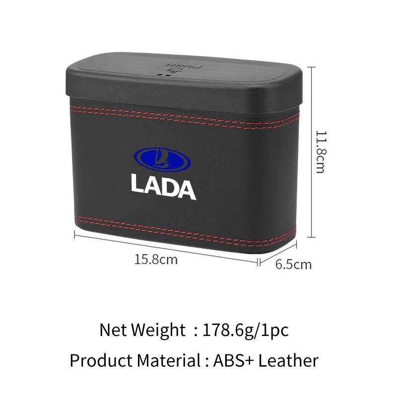 Car Press-Down Storage Box PU Leather Vehicle Trash Can Door Hanging Storage Box For Lada Priora Sedan Sport Kalina Granta Vesta