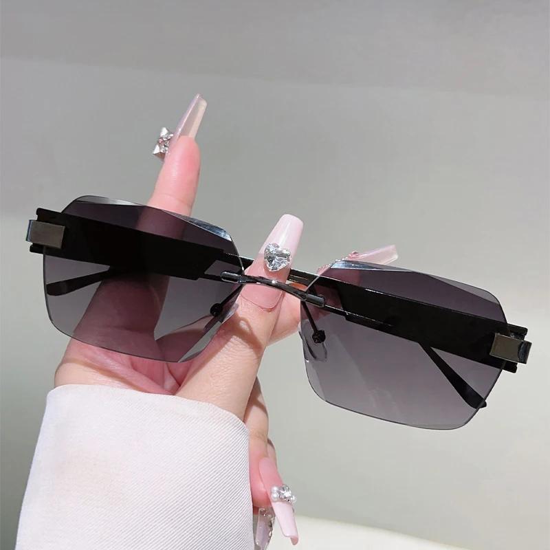 Polygon Sunglasses Men Vintage New Fashion Rimless Outdoor Decor Shades Women Trendy Brand Designer Stylish Sun Glasses