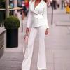 ZL1775 Damen Herbst 2025 Einfarbig Lässig Weitbeinige Hose & Blazer Set