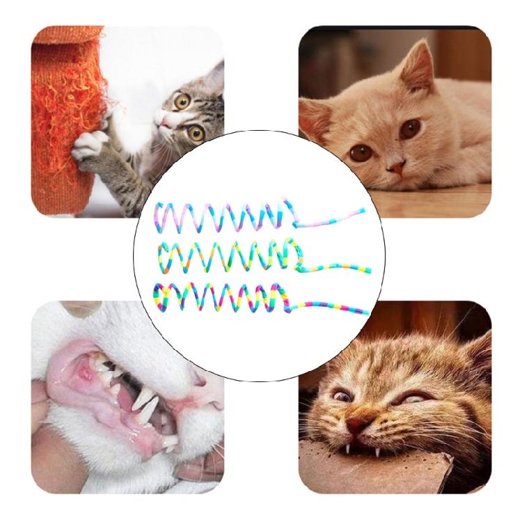 Interactive Colorful Rainbow Striped Plush Telescopic Spring Cats Toy Make Curiosity and Provide Hour of Entertainment
