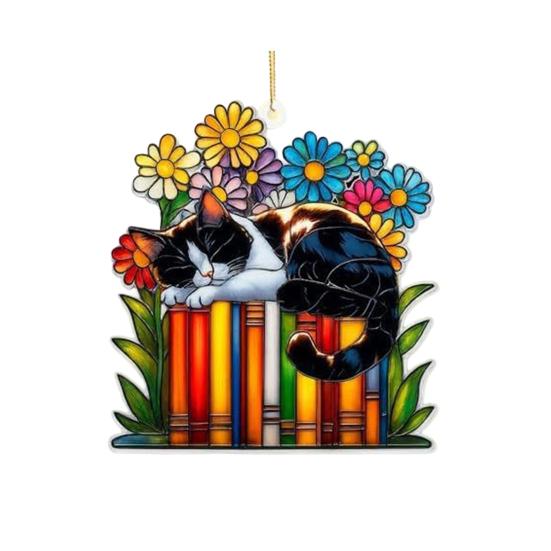 Platta akrylhänge med djur, färgglada solfångare för fönsterhänge, julgranspynt, trädgårdsdekoration, handgjord present till fjärilsälskare