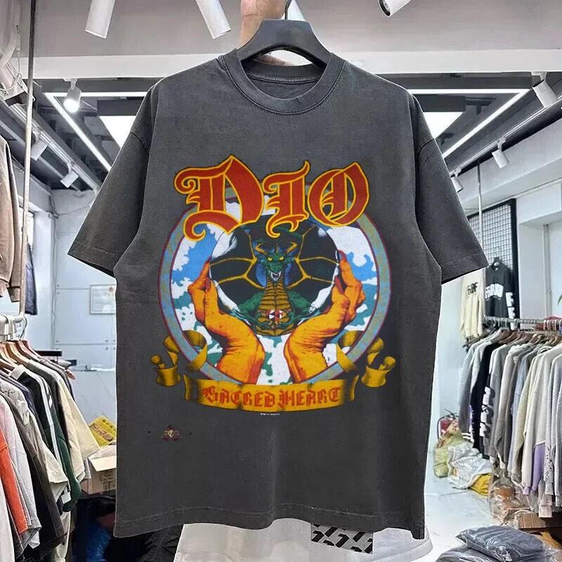 Vintage 1985 Dio Sacred Heart Tour Black Short Sleeve Unisex Shirt KH16126 Unisex T-Shirt M