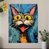 Whimsical Cat Art Polyester Printed Painting Wall Home Decoration Perfect Gift Decorative Item Curtain