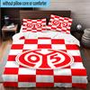 3PCS Red White Mainz Pattern Bedding Set,Including 1pc Duvet Cover And 2pcs Pillowcases Perfect for Bedroom, Dormitory, Fan Christmas Gift