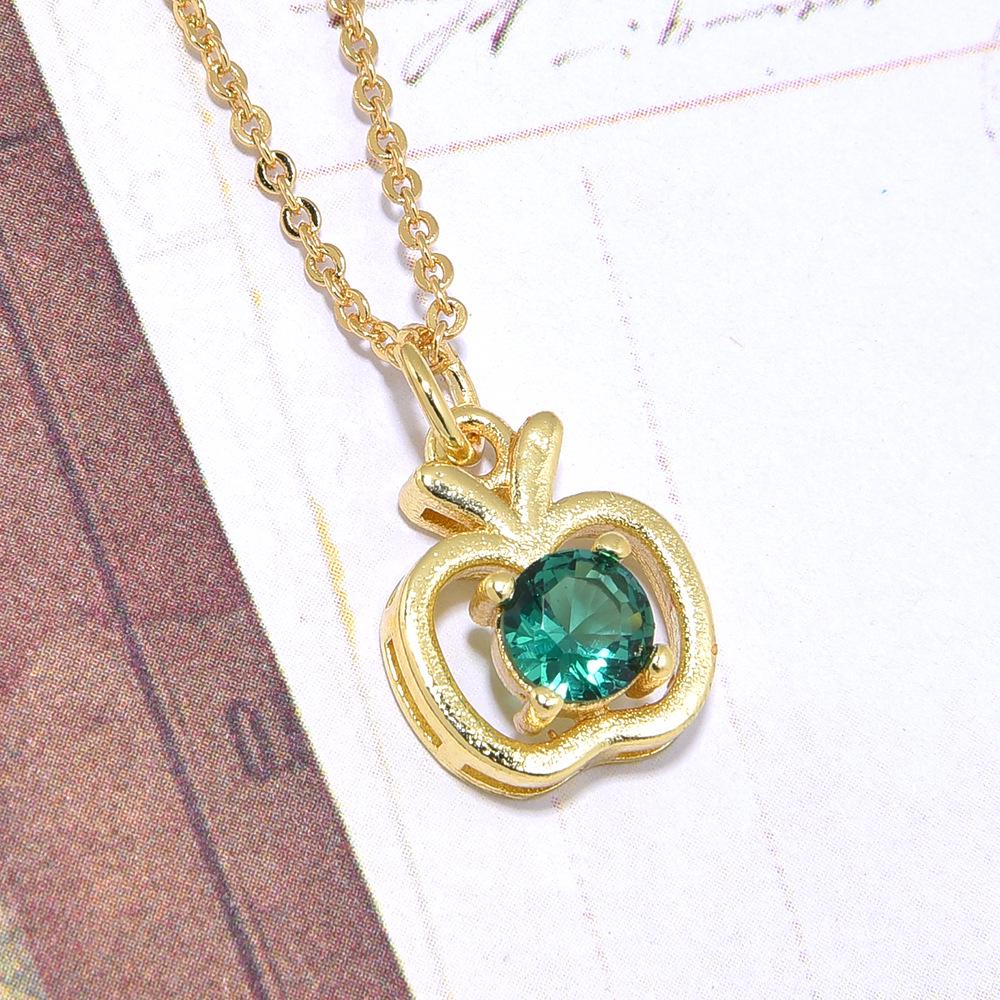 

Модное медное ожерелье-подвеска в виде яблока с разноцветными цирконами на цепочке О для женщин