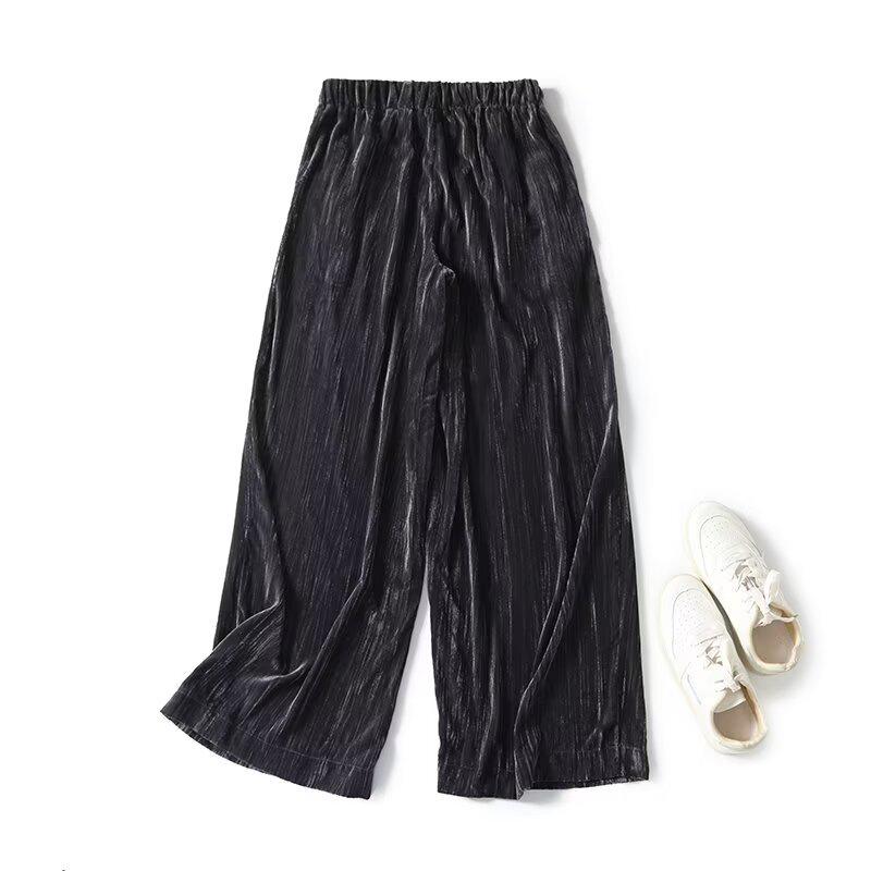 2025 Spring Women's Slim Minimalist Velvet Wide-Leg Pants