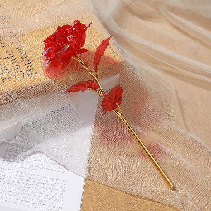 Seven-Color Gold Foil Rose for Qixi Valentine s Day, Starry Sky Simulation Flower