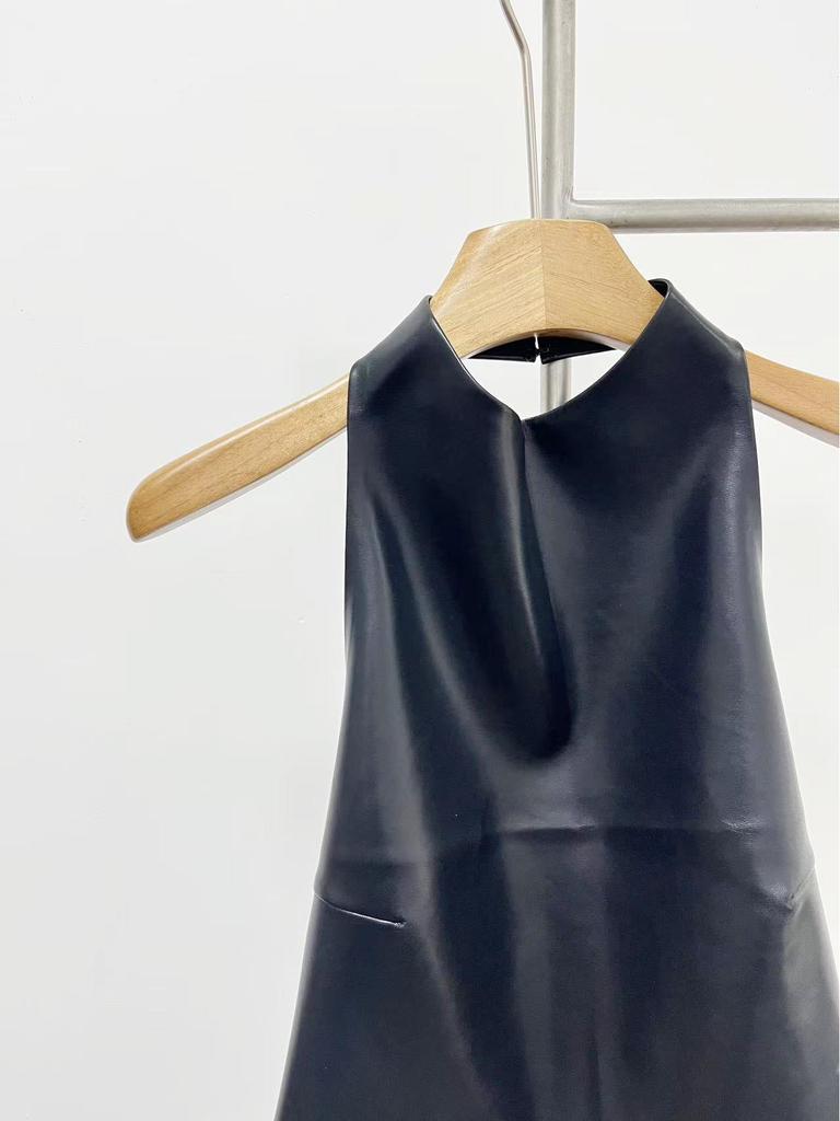 Niche Off-Shoulder Halter Leather Vest - Women's Summer Backless Top