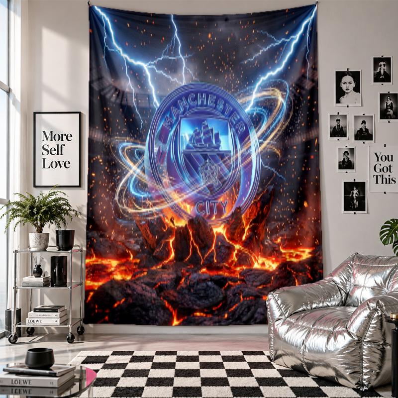 Tapeçaria de Parede do Manchester City Decoração de Casa Pano para Pendurar na Parede para Quarto Sala de Estar Fundo
