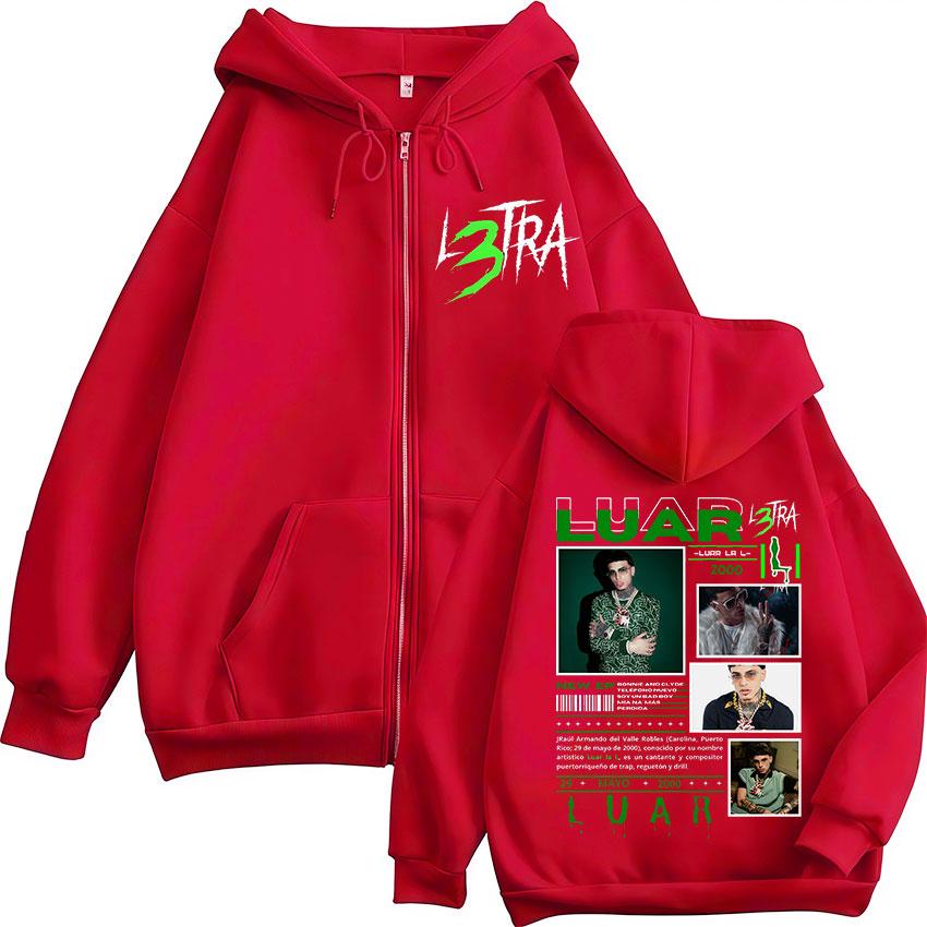 Rapper Luar La L Album L3TRA Zipper Hoodies Men's Women Hip Hop Fashion Zip Up Sweatshirts Oversized Pullovers Jacket Streetwear