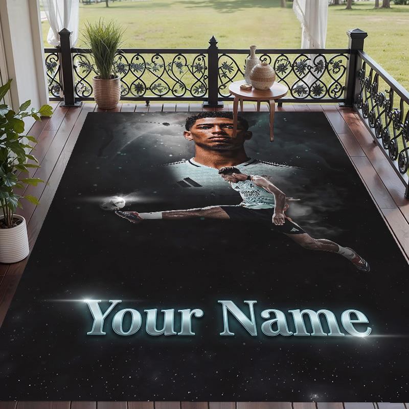 Custom Text Printed Rug Jude Bellingham Non Slip Floor Carpet For Home Room Decor