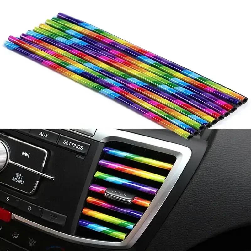 New 10 PCS Car Air Conditioner Outlet Decorative Soft Strip Accessories Auto Interior Grille Decorative Strip Universal U-shaped