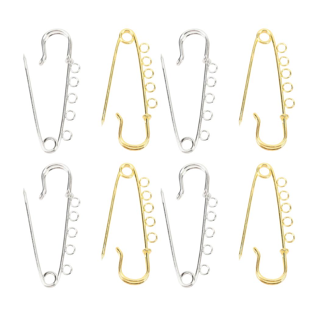 20PCS Brooch Safety Pins Metal Heavy Duty Safety Pins with 5 Holes for Jewelry Making Clothes Blankets Sewing Gold