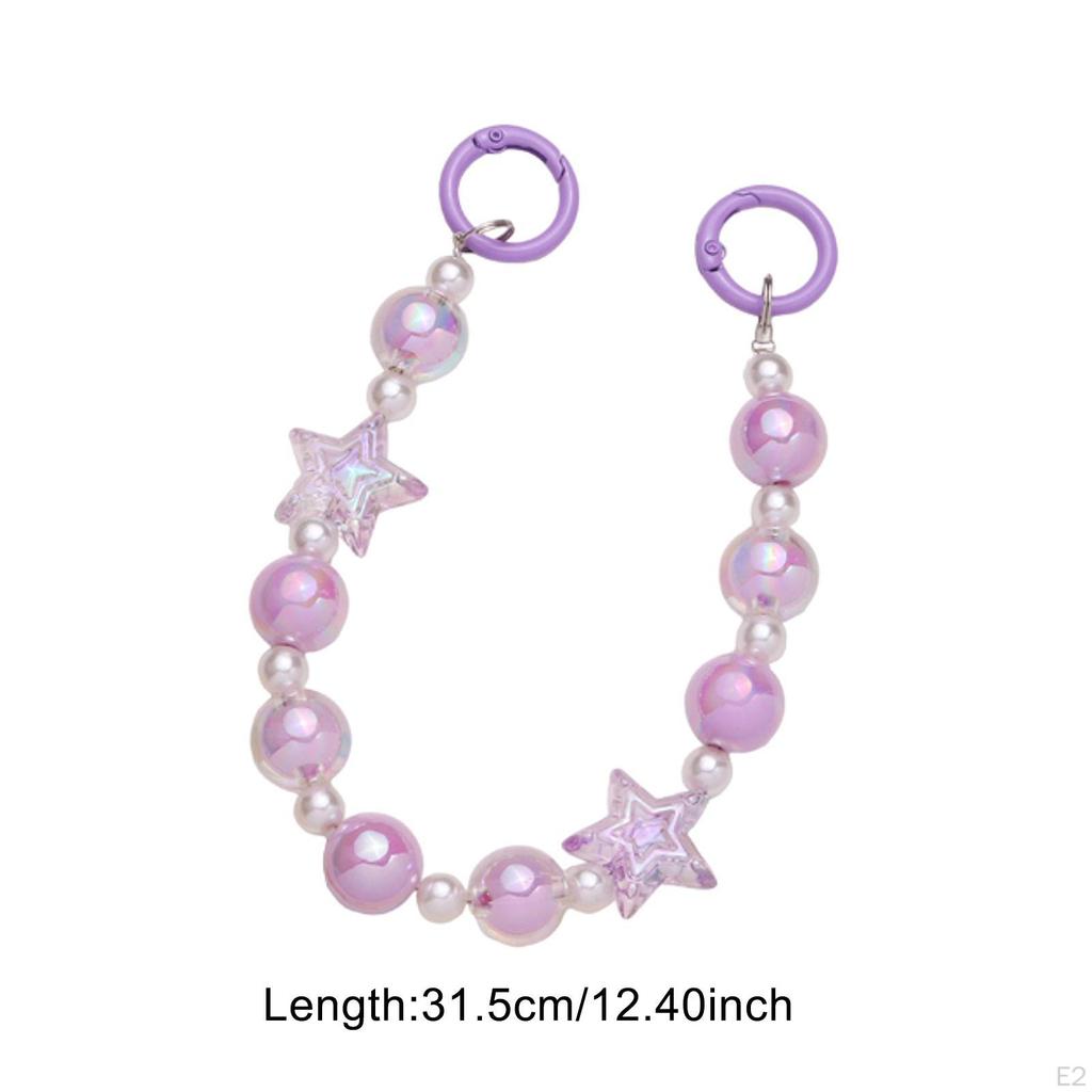 Beaded Bag Chain Charm with 2 Round Carabiners Purse Handle