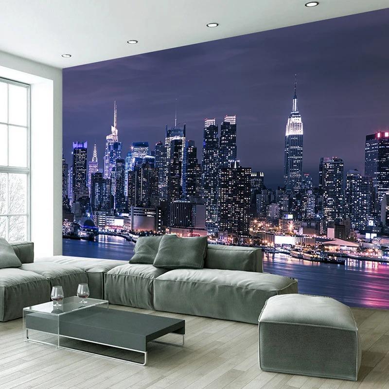 Modern City Night View Photo Wallpaper Living Room Ktv Bar Cafe Restaurant Backdrop Wall Mural Fresco