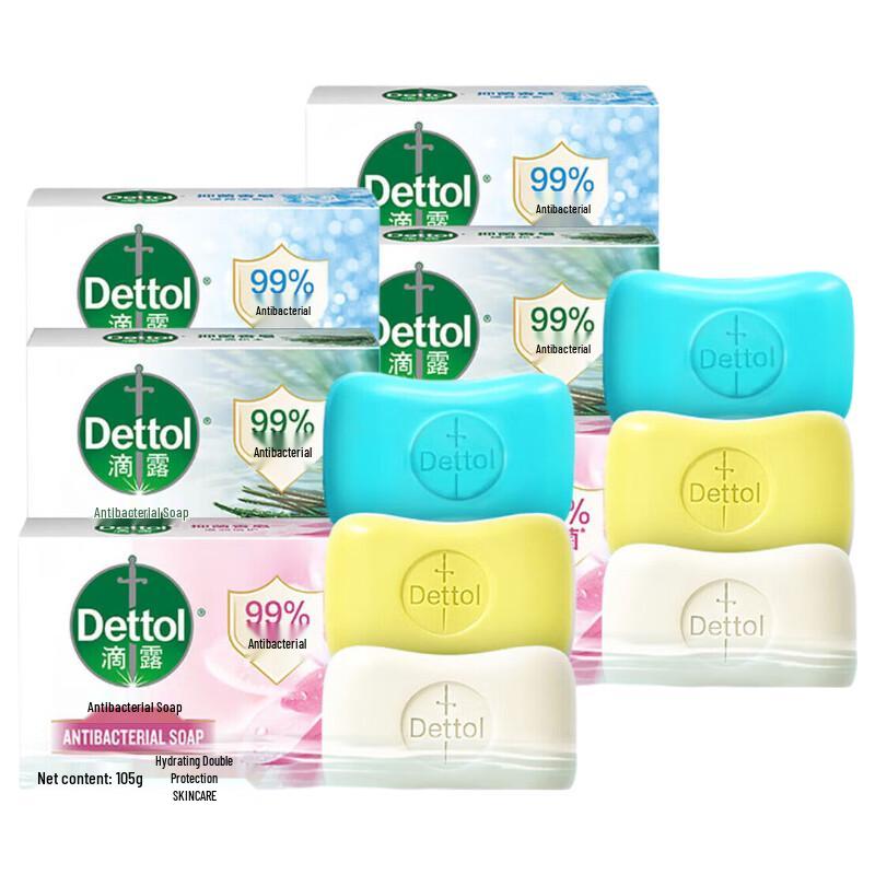 Dettol Увлажняющее антибактериальное мыло, 6 штук