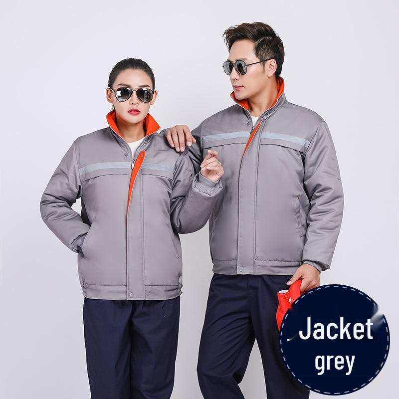 Men's Winter Workwear: Thick, Warm, Wear-Resistant Cotton Coat with Reflective Strips for Workshop and Repair Labor Protection