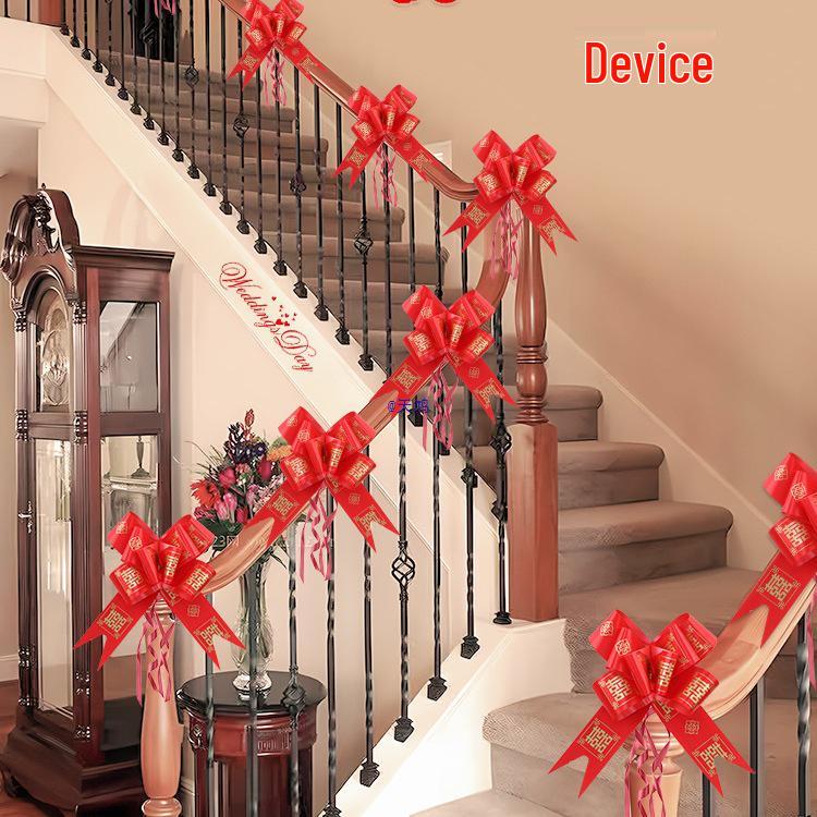 Wedding Decor: Stair Handrails, Floral Arrangements, Ribbons, and Honeymoon Room Accessories