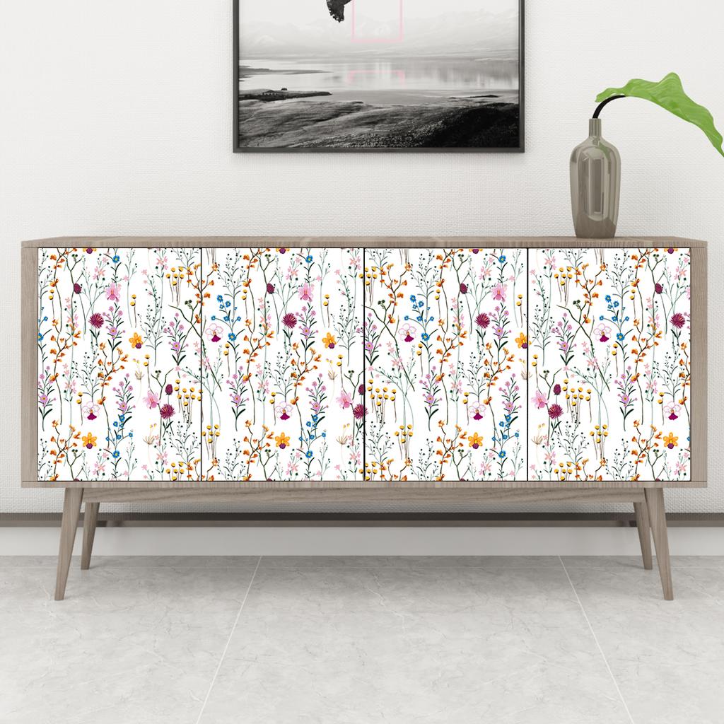 Modern Floral Peel And Stick Wallpaper Self-Adhesive Removable Wall Decor For Home Bedroom Walls Doors Cabinets Easy To Clean